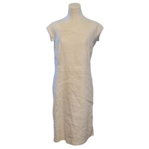 Ann Taylor Linen All White Short Cap Sleeve Dress Size 14